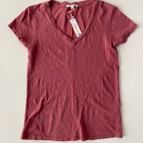 Sundry Back Stitch V Neck Tee Faded Rose - Picture 3 of 4